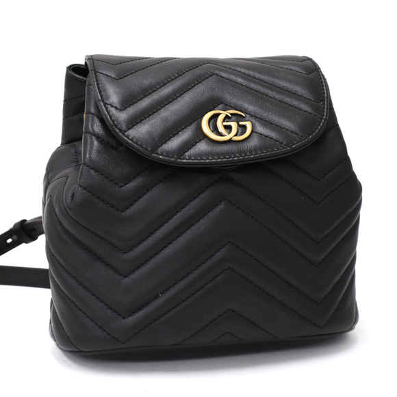 Gucci Backpack Mini Rucksack GG Marmont Quilted V Stitch Leather Black - Picture 1 of 7